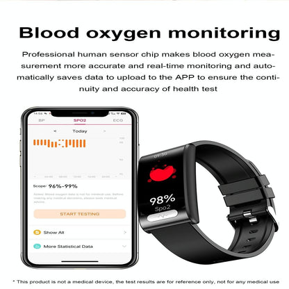 Smart Watch With Heart / Bp / Oxygen / Sugar Monitoring Silicone Strap Colour Screen - Blue