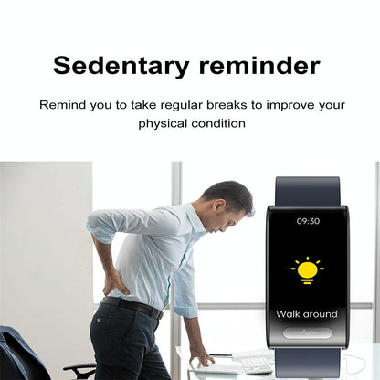 Smart Watch With Heart / Bp / Oxygen / Sugar Monitoring Silicone Strap Colour Screen - Blue