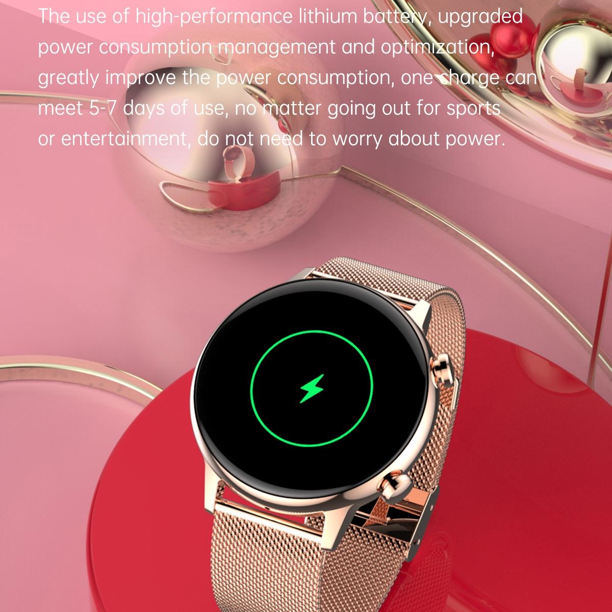 1.1 Inch Smart Stainless Steel Band Watch Support Bluetooth Call / Blood Oxygen Monitoring - Black