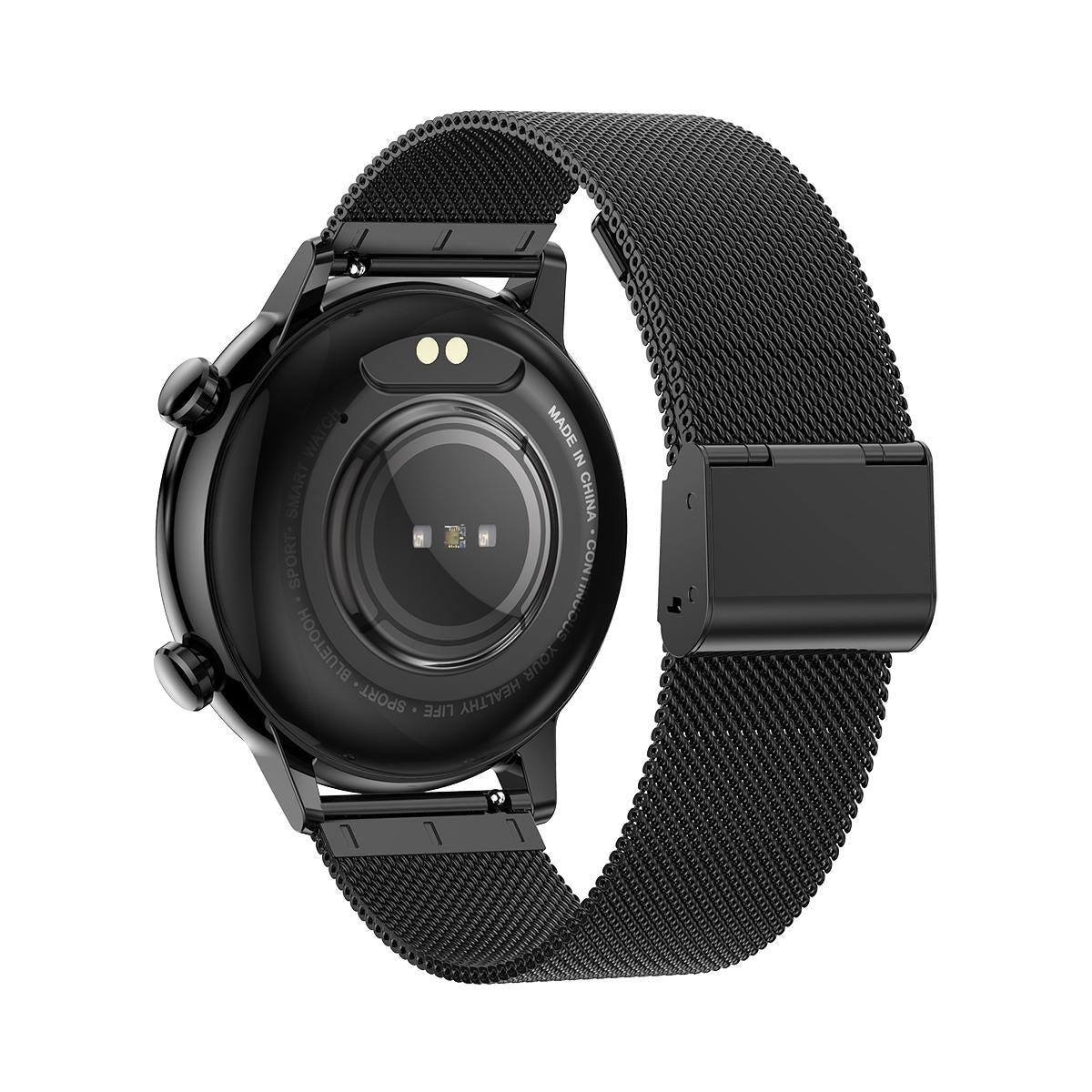 1.1 Inch Smart Stainless Steel Band Watch Support Bluetooth Call / Blood Oxygen Monitoring - Black