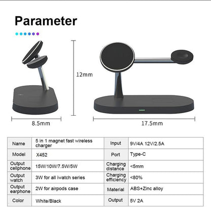 3 In 1 Wireless Charger With Night Light 15W - Black