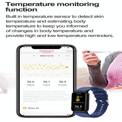 Smart Health Monitoring Watch With Colour Screen - Blue
