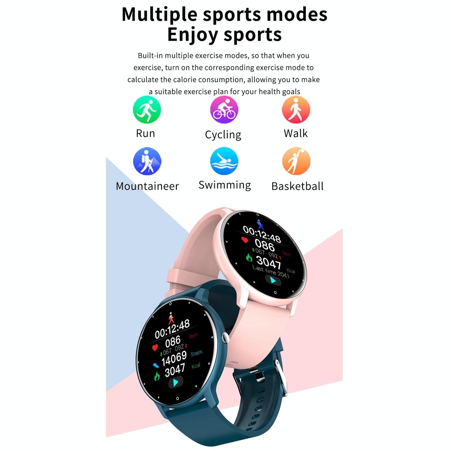 1.28 Inch Touch Screen Ip67 Waterproof Smart Watch Support Blood Pressure Monitoring / Sleep Monitoring / Heart Rate Monitoring - Blue