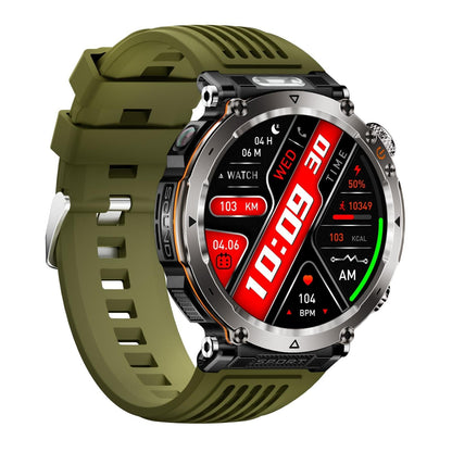 Waterproof Smart Watch With Flashlight And Compass - 1 Inch - Black