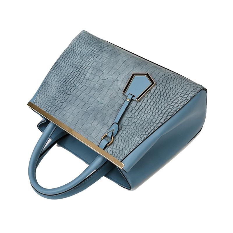 Black Stone Pattern Patchwork Handbag - Shoulder / Crossbody - Blue