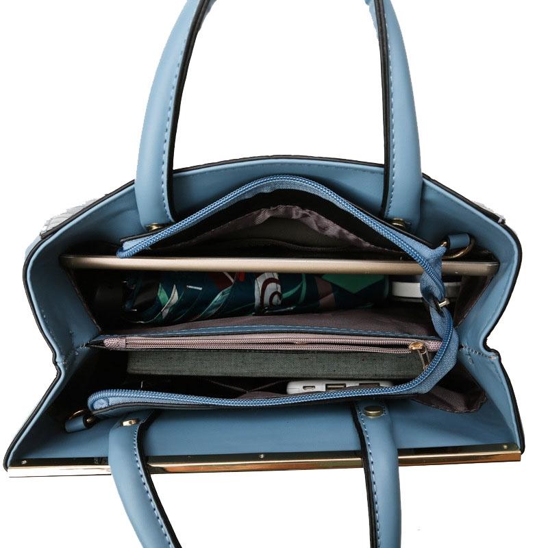 Black Stone Pattern Patchwork Handbag - Shoulder / Crossbody - Blue