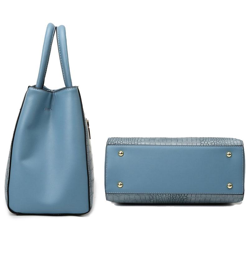 Black Stone Pattern Patchwork Handbag - Shoulder / Crossbody - Blue
