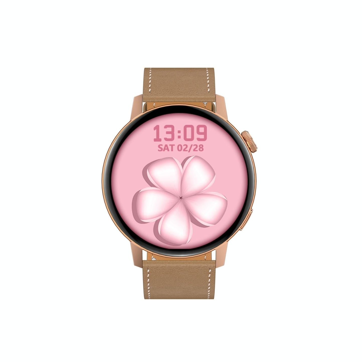 Smart Leather Watch With Colour Screen - Silver