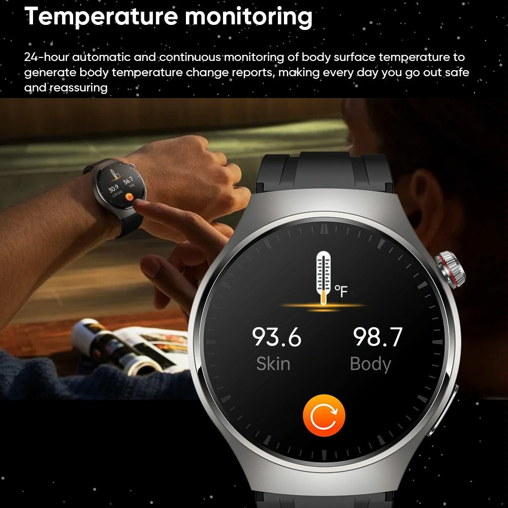 1.43 Inch Amoled Ip67 Smart Call Watch Support Ecg / Body Temperature / Blood Glucose Monitoring - Silver