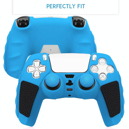 Silicone Gamepad Protective Case for Sony Ps5 with Splicing Design and Rocker Caps - Black Red