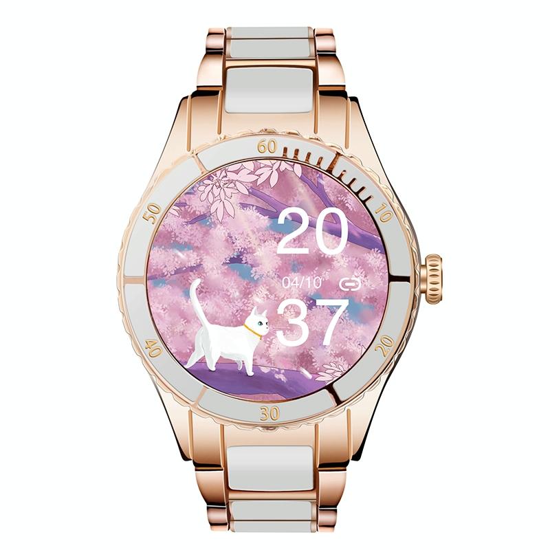 Smart Bracelet With Touch Screen Heart Monitoring Voice Control And Cycle Reminder - Pink