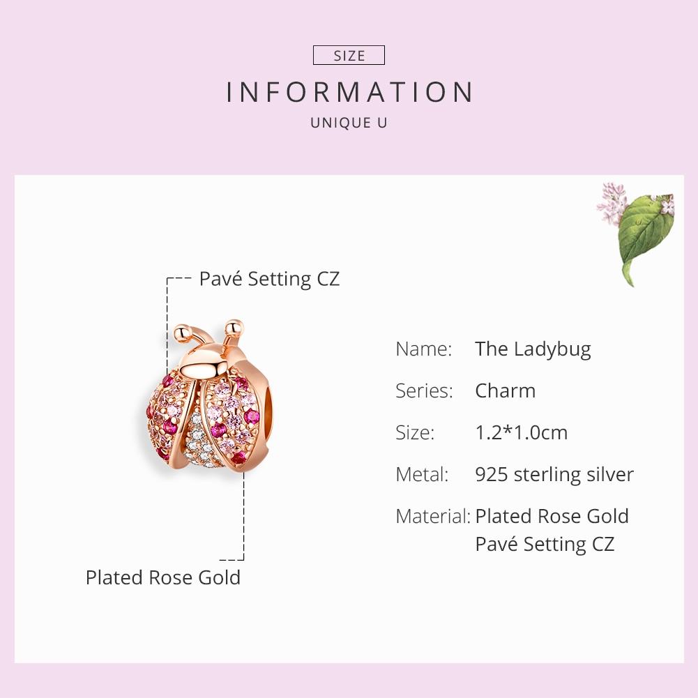 925 Sterling Silver Zircon Ladybug Bracelet / Necklace Set - Rose Gold