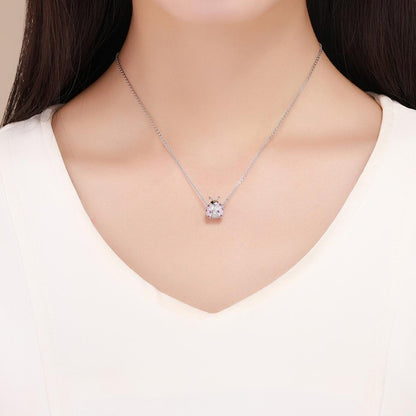 925 Sterling Silver Zircon Ladybug Bracelet / Necklace Set - Rose Gold