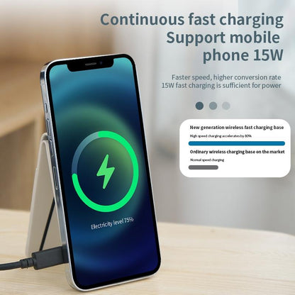 3 In 1 Magnetic Wireless Charger With Card Holder And Phone Bracket - Beige