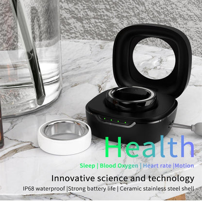 Smart Ring With Heart Rate Blood Oxygen Sleep & Sports Modes - R8 Size 16 - White