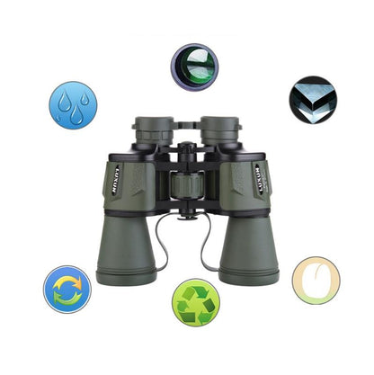 High Power Outdoor Binoculars for Low Light Night Vision - 20x50 - Armygreen