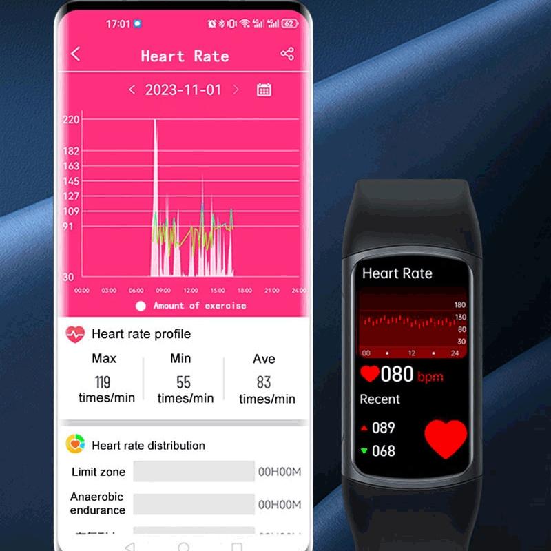 Smart Bracelet With Bluetooth Calling And Blood Oxygen Monitoring - Hd Tft Display - Blue