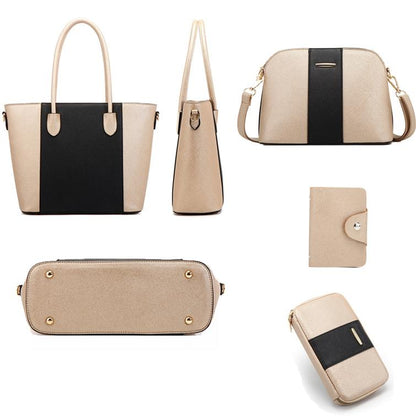 Stylish 4-in-1 Diagonal Handbag with Large Capacity - Pink White