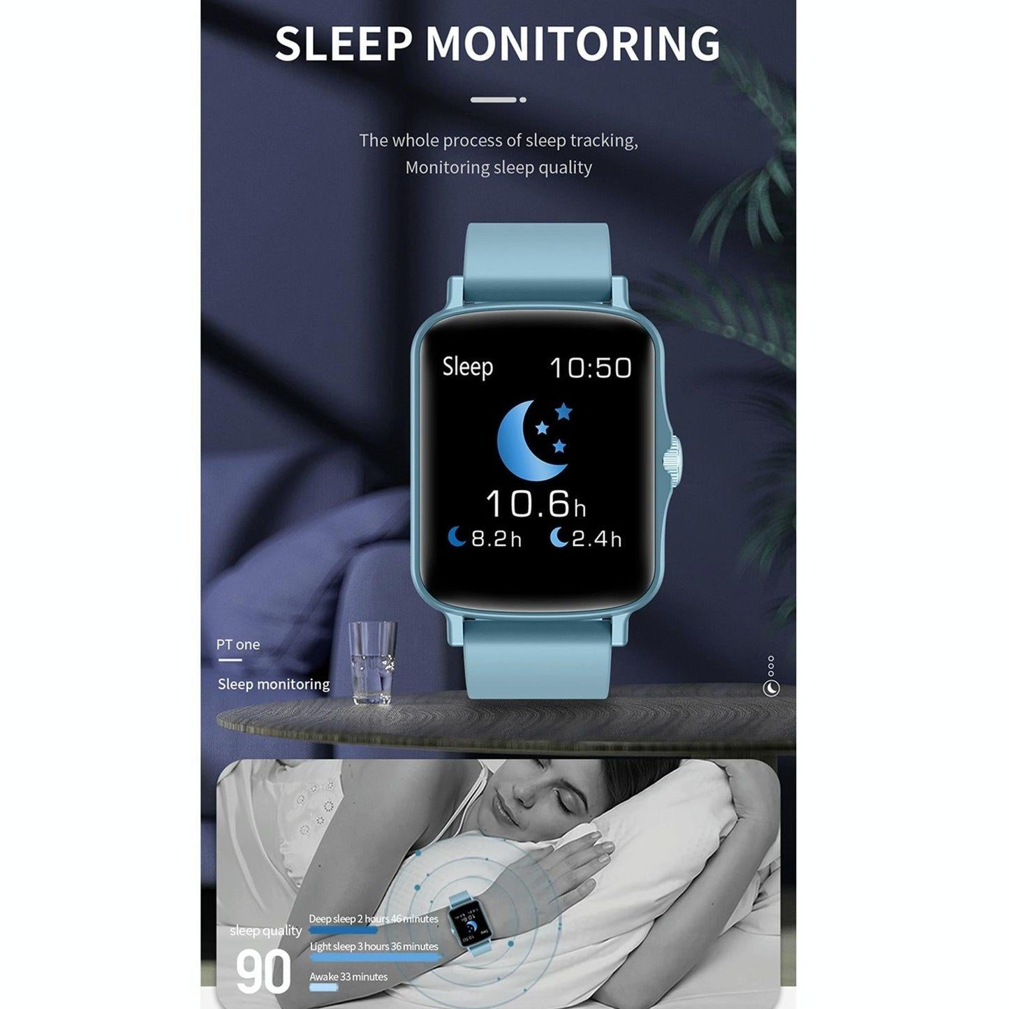1.44 Inch Ip67 Waterproof Smart Watch With Hd Touch Screen - Black