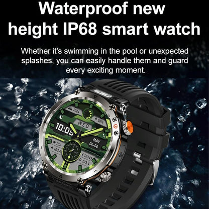 Waterproof Smart Watch With Flashlight Banknote Detector And Compass - Camo - Army Green