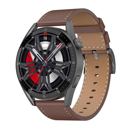 Smart Leather Watch With Colour Screen - Silver