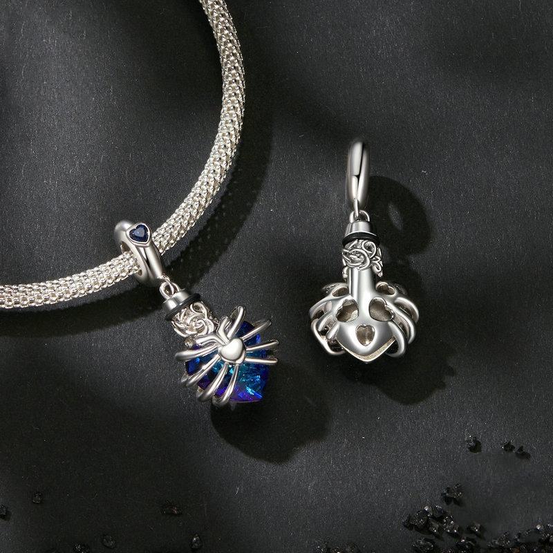 925 Sterling Silver Heart Pendant With Beaded Detail - Red