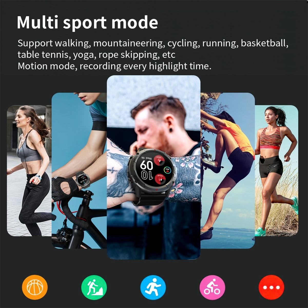 1.39 Inch Colour Screen Smart Watch Support Heart Rate Monitoring / Blood Pressure Monitoring - Green
