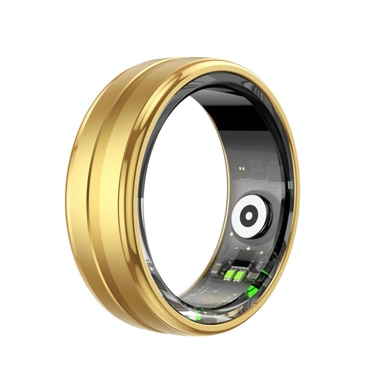 Smart Ring With Heart Rate Blood Oxygen Sleep Monitoring & Sports Modes - Size 9 - Gold