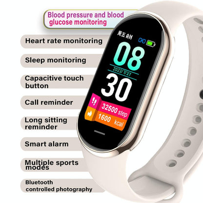 Waterproof Smart Watch With Heart Bp Oxygen And Sugar Monitoring - Ip68 - Blue