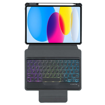 360 Rotation Bluetooth Keyboard Leather Case For Ipad 10.9 2022 With Backlight - Pink