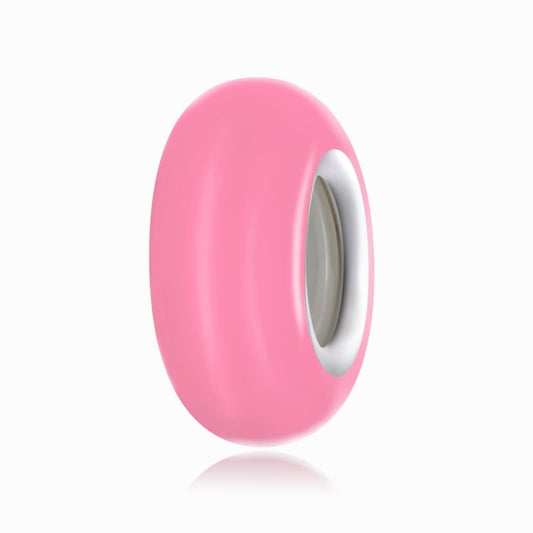 925 Sterling Silver Silicone Beads For Diy Bracelets & Necklaces - Pink