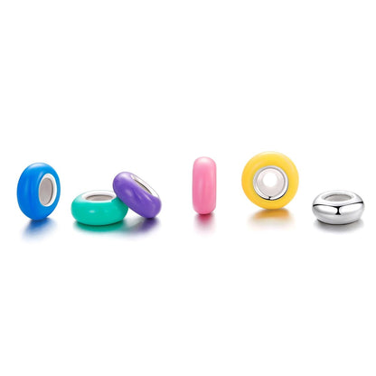 925 Sterling Silver Silicone Beads For Diy Bracelets & Necklaces - Pink