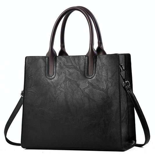 Retro Square Handbag for Commuting - Vintage Style - Black