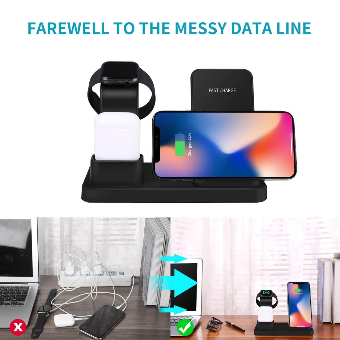 3 In 1 Wireless Charger For Iphone Apple Watch Airpods & Android Black