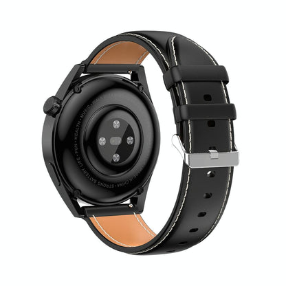 1.36 Inch Round Screen Bluetooth Smart Watch With Leather Strap - Silver