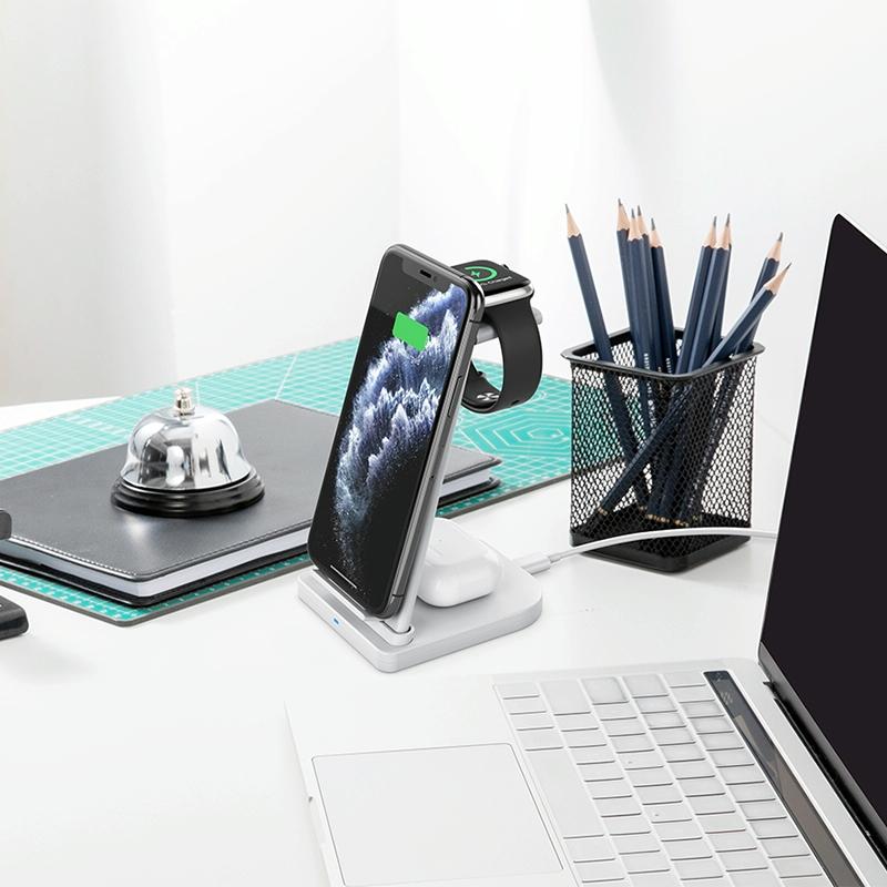 3 In 1 Foldable Charging Stand For Iphones Apple Watch And Airpods - Black