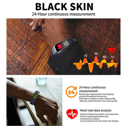 Smart Bracelet With Heart Rate Monitor And Call Reminder - Waterproof - Black
