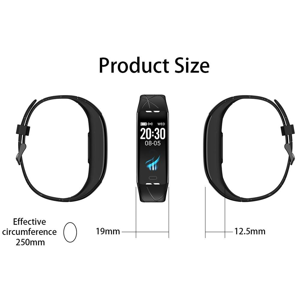 Smart Bracelet With Heart Rate Monitor And Call Reminder - Waterproof - Black