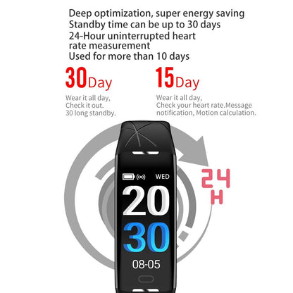 Smart Bracelet With Heart Rate Monitor And Call Reminder - Waterproof - Black