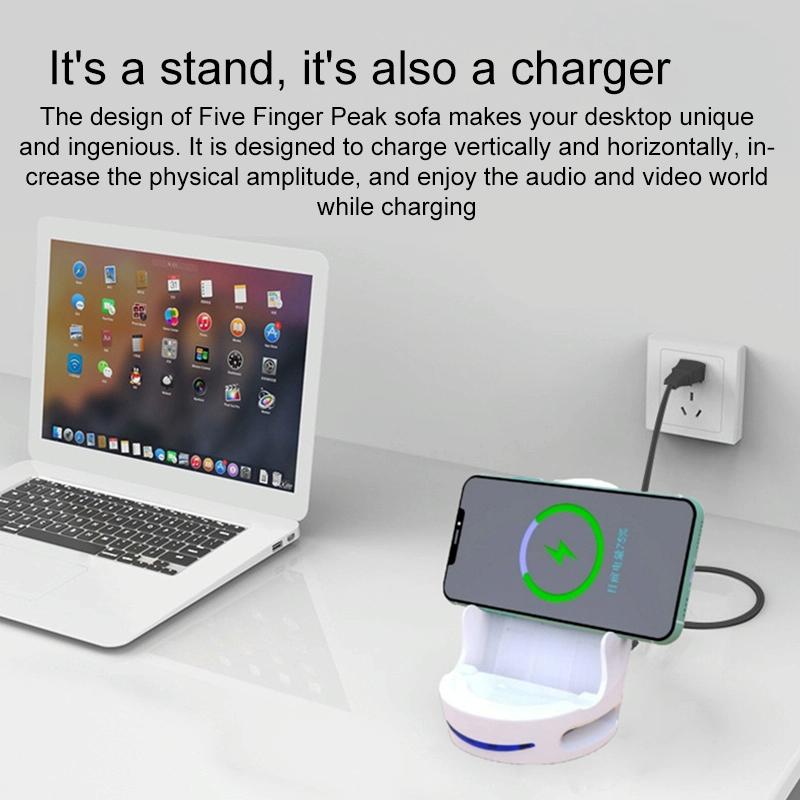15W Magnetic Wireless Charger Stand For Sofa Phone - Black