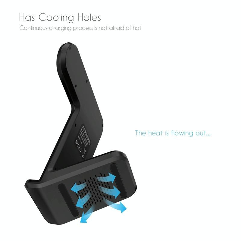 Vertical Magnetic Wireless Charger For Qi Phones & Apple Watch Black