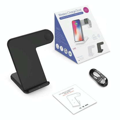Vertical Magnetic Wireless Charger For Qi Phones & Apple Watch Black