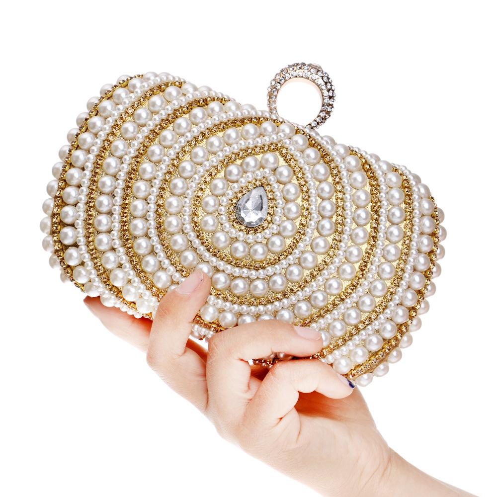 Stylish Pearl Handbag for Fashion Banquets and Parties - Black