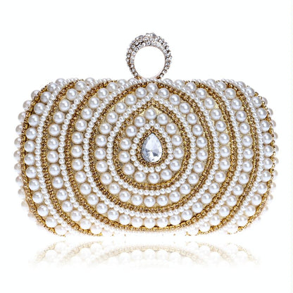 Stylish Pearl Handbag for Fashion Banquets and Parties - Black