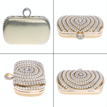 Stylish Pearl Handbag for Fashion Banquets and Parties - Black