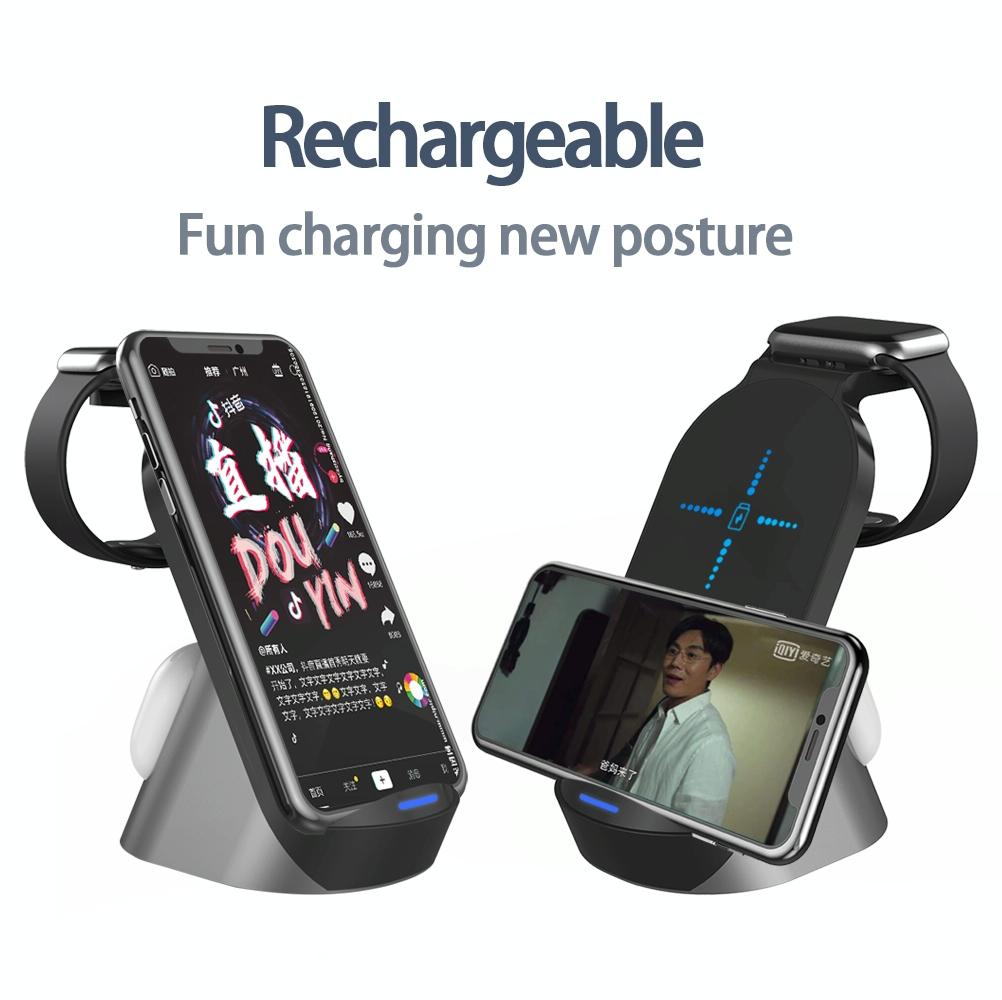 3 In 1 Wireless Charger For Iphone Apple Watch Airpods & Android Black