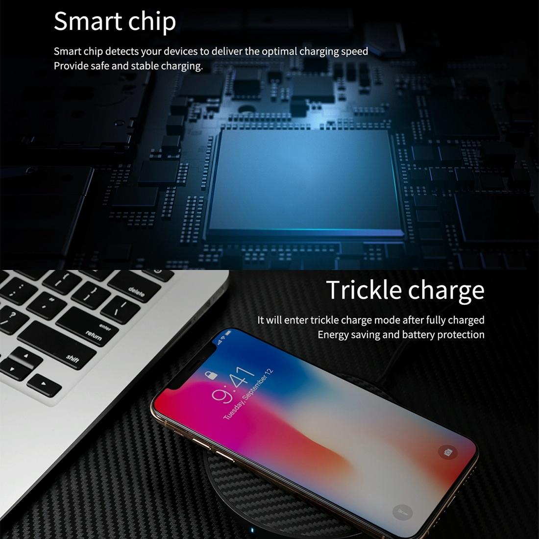 Wireless Charger Pad Aramid Fiber Qi Standard Black