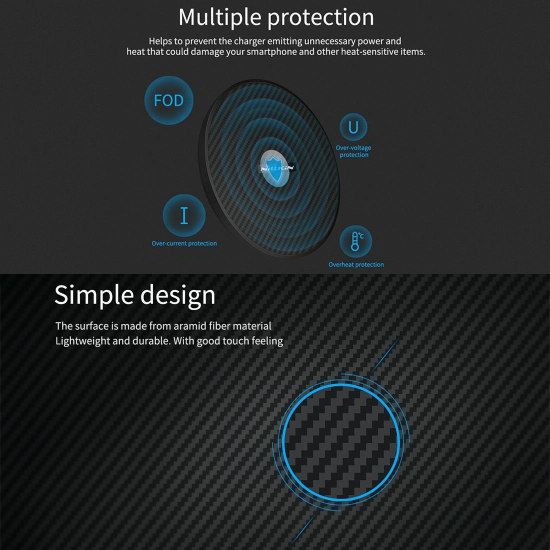 Wireless Charger Pad Aramid Fiber Qi Standard Black