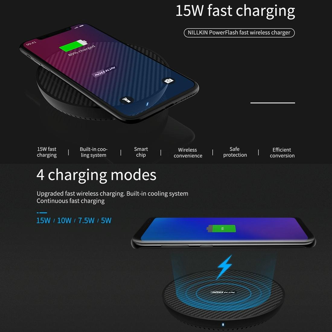 Wireless Charger Pad Aramid Fiber Qi Standard Black