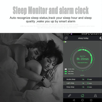 Smart Oled Bracelet - Waterproof Pedometer Bp Hr Blood Oxygen - Android / Ios - Black